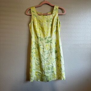 VINTAGE 100% Silk Floral Yellow Dress